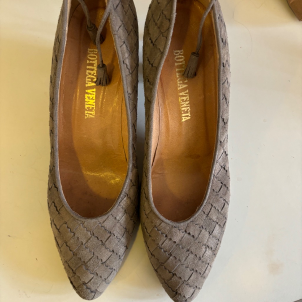 Bottega Veneta Woven Grey Suede